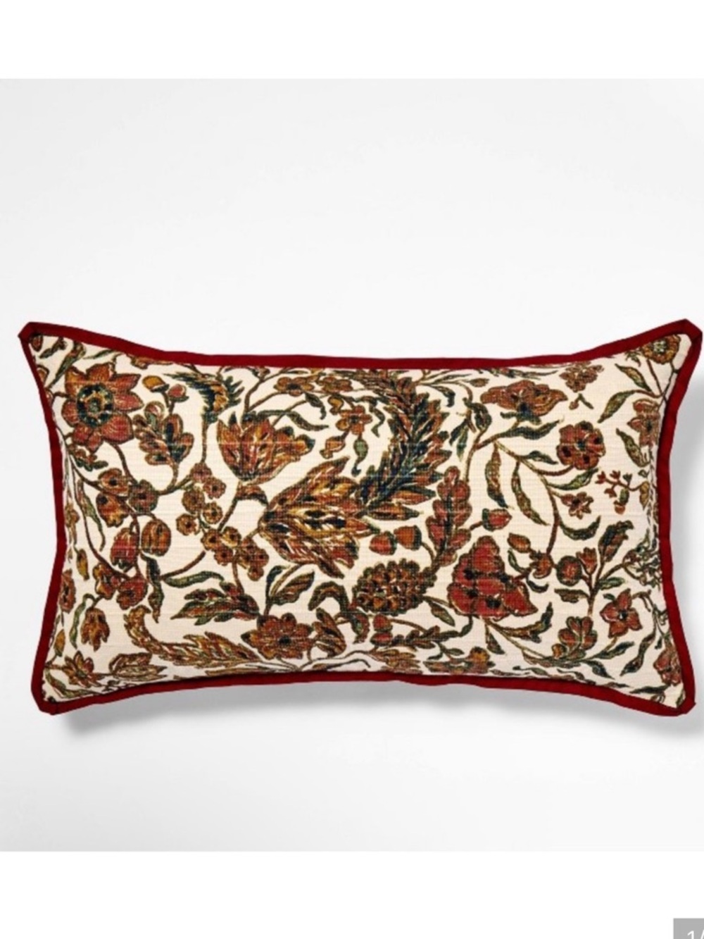 Studio McGee Jacobean Floral Lumbar Pillow - Red, Cream, Brown, Green